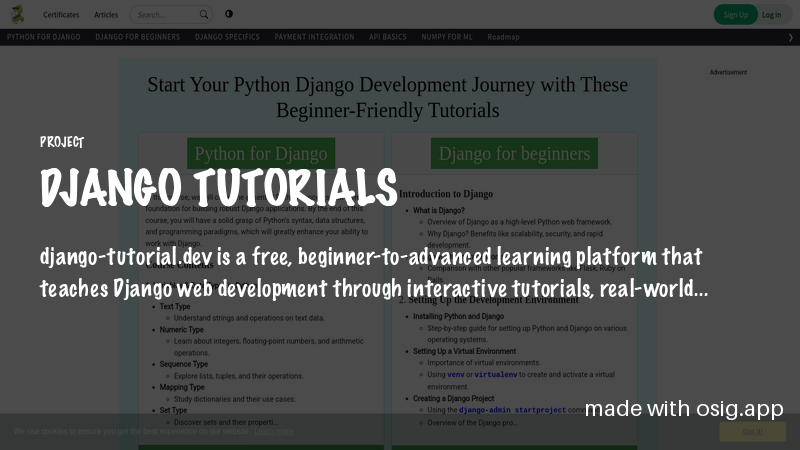 Django tutorials is Built with Django