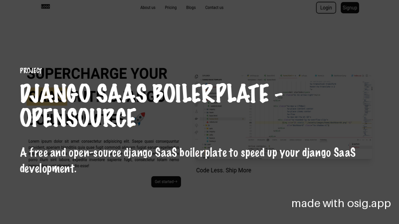Django SaaS Boilerplate - Opensource is Built with Django
