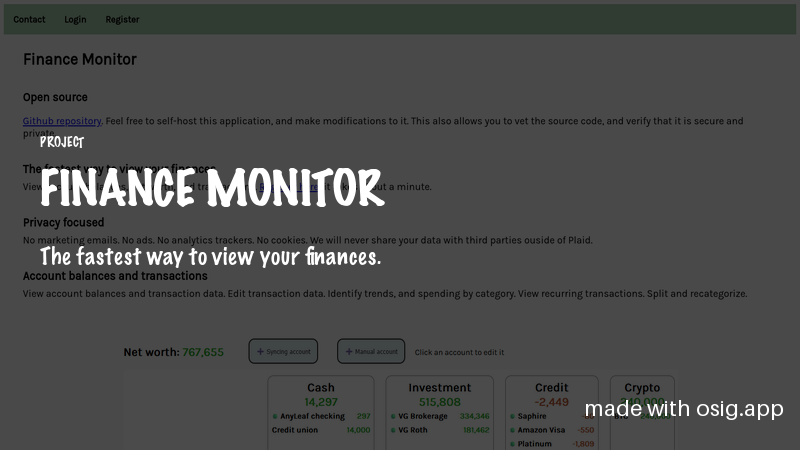 Finance Monitor is Built with Django