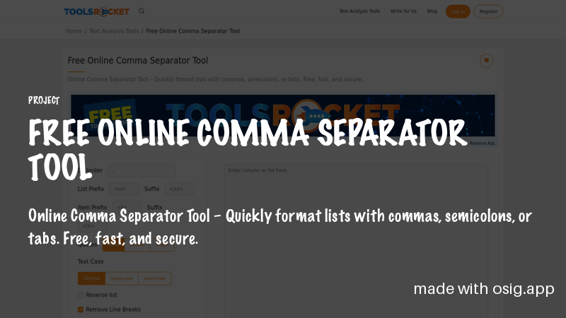 Free Online Comma Separator Tool is Built with Django